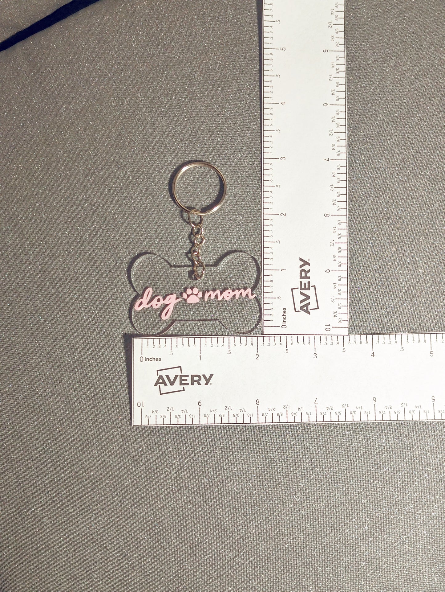 Acrylic Keychain-"Dog Mom" -Pink