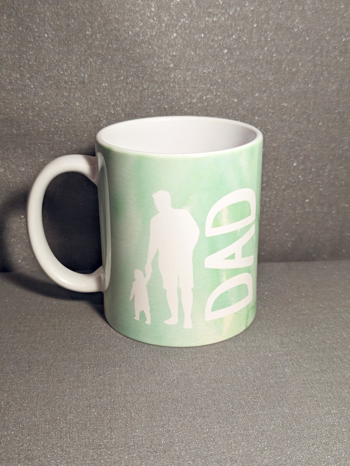 Mug-"Dad Holding Child's Hand" -Green Watercolor