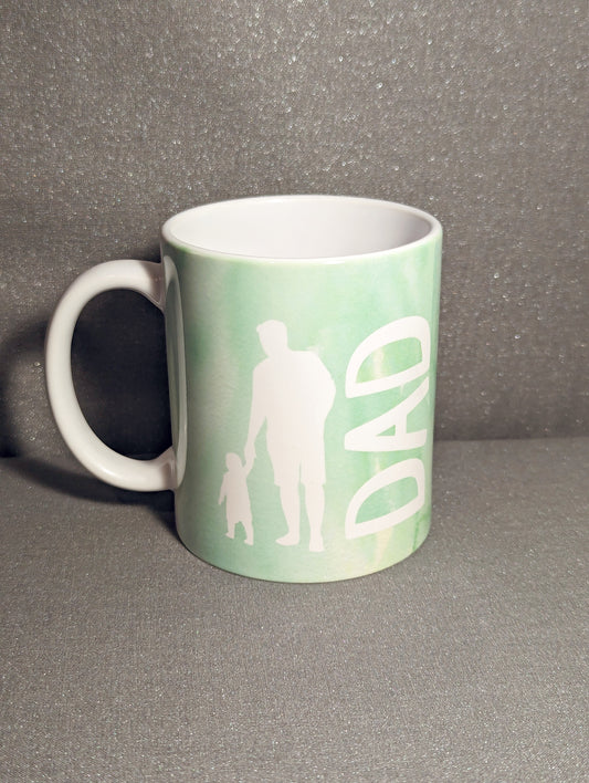 Mug-"Dad Holding Child's Hand" -Green Watercolor