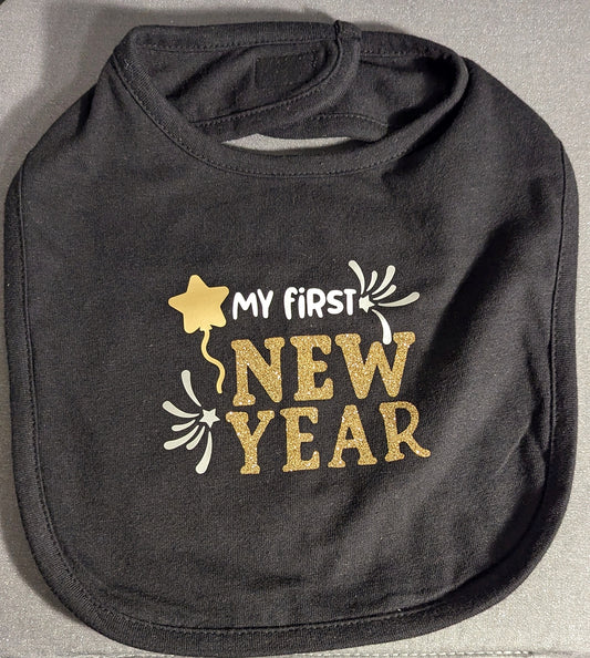 Baby Bib-"My First New Year"-Black